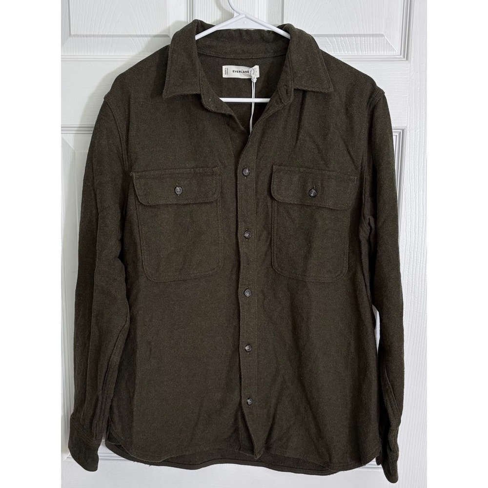 Everlane Heavyweight Overshirt Large Heathered Green Uniform Button Up
